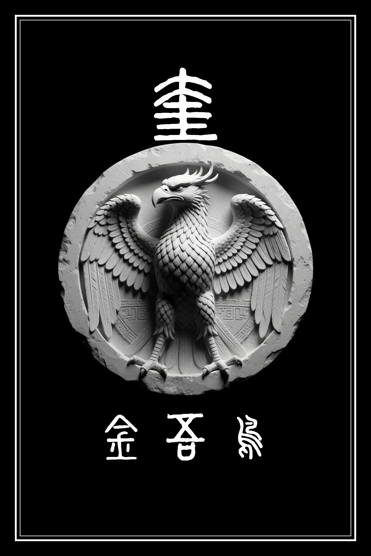 奎宿 金吾鳥 黑白雷雕圖騰