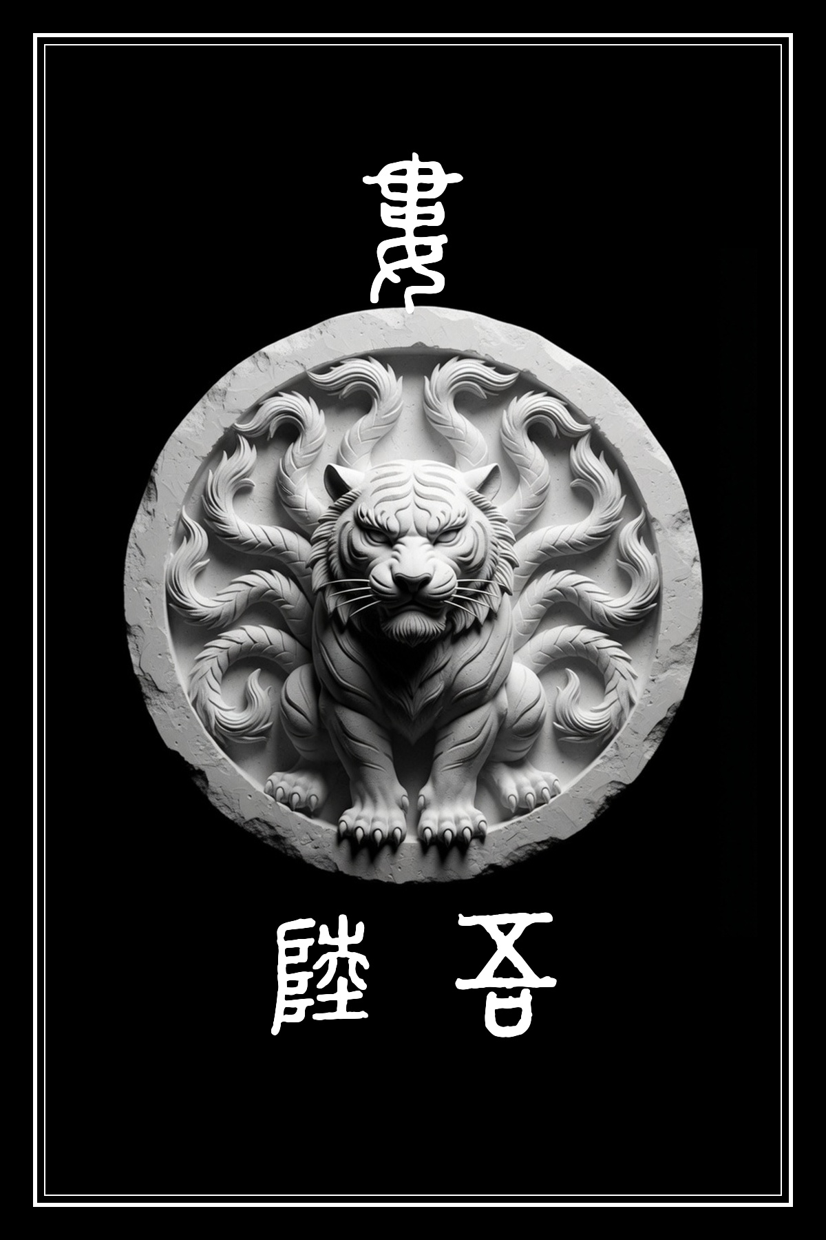 婁宿 陸吾 黑白雷雕圖騰