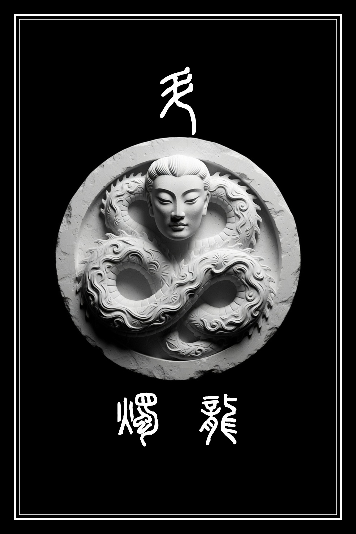斗宿 燭龍 黑白雷雕圖騰