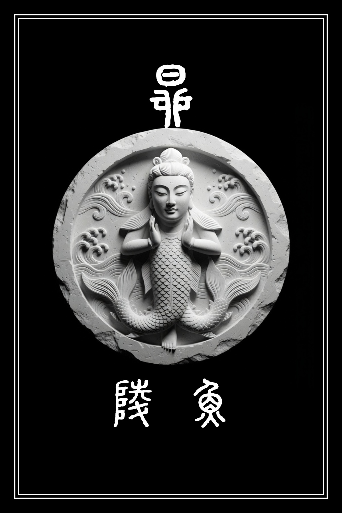 昴宿 陵魚 黑白雷雕圖騰