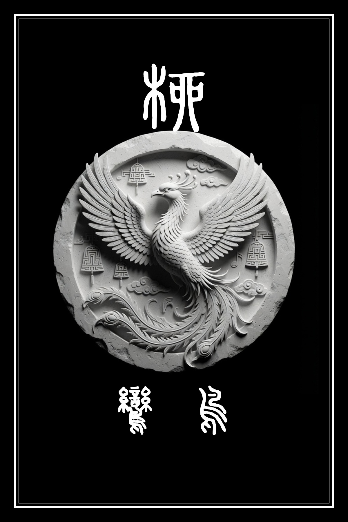 柳宿 鸞鳥 黑白雷雕圖騰