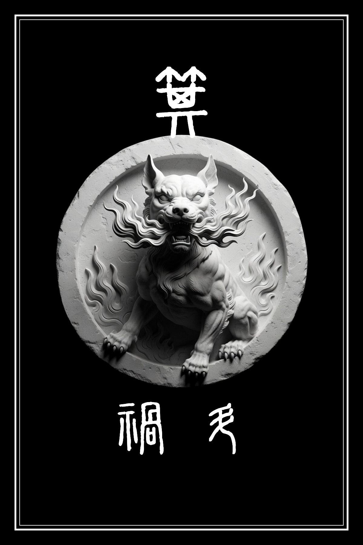 箕宿 禍斗 黑白雷雕圖騰