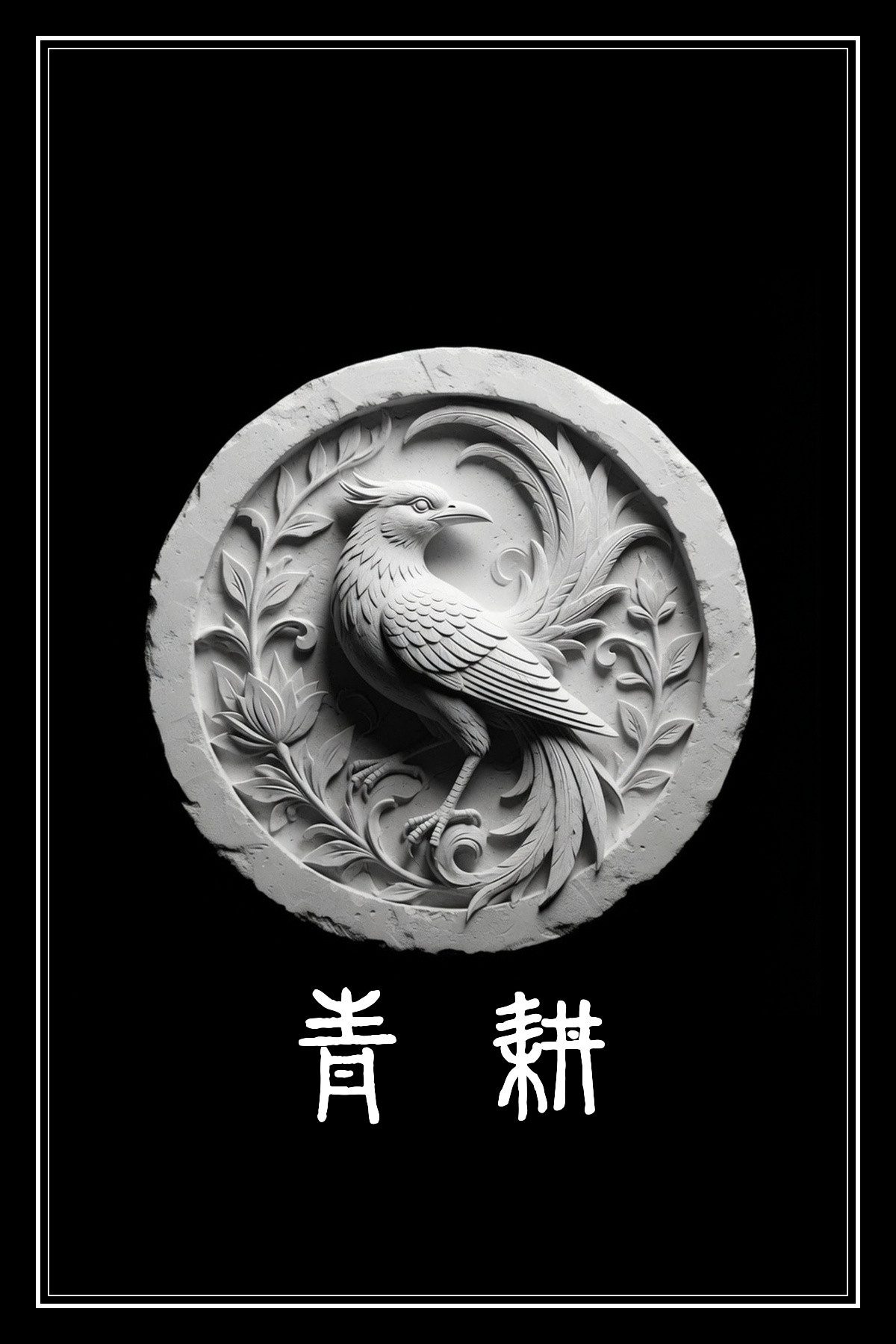 翼宿 青耕 黑白雷雕圖騰