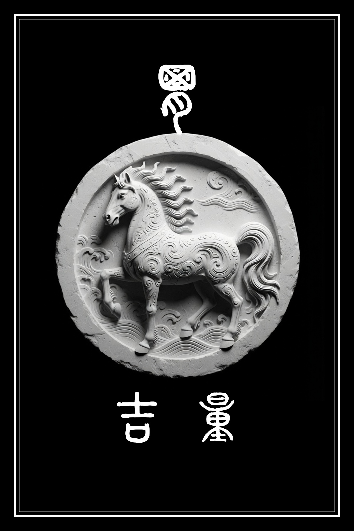胃宿 吉量 黑白雷雕圖騰